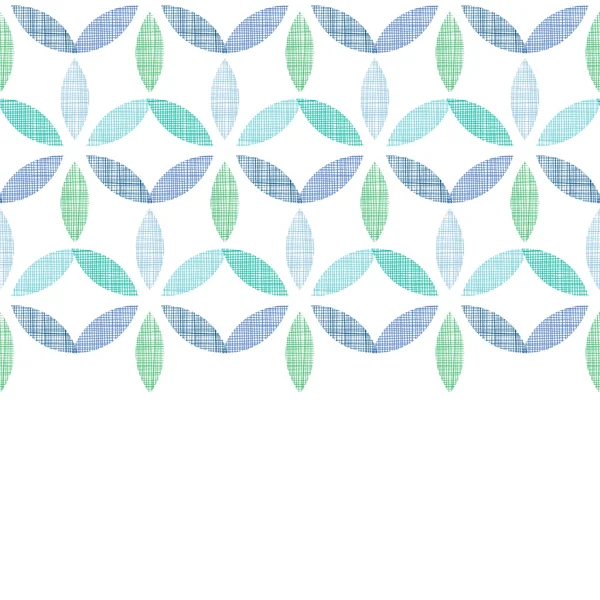 Abstract textile blue green leaves horizontal seamless pattern background — Stock Vector