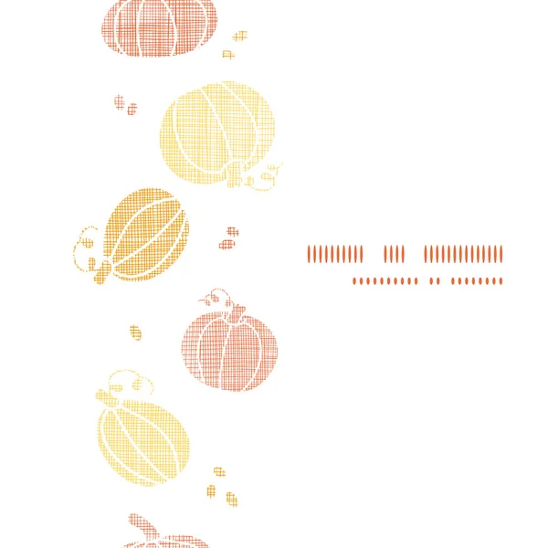 Vector thanksgiving pumpkins textile vertical border seamless pattern background — Stock Vector