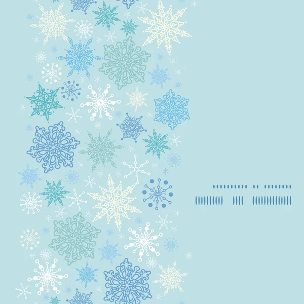 Vector falling snow vertical frame seamless pattern background — Stock Vector