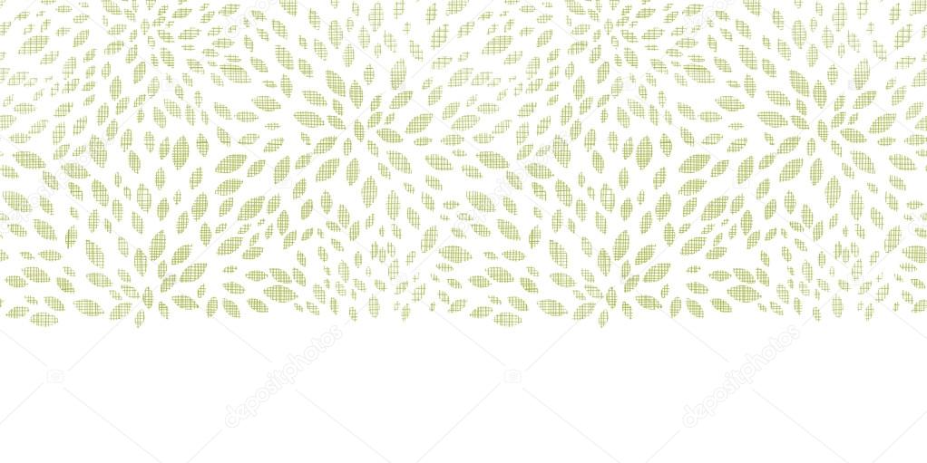 Vector green leaves explosion textile texture horizontal border seamless pattern background