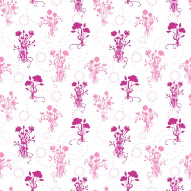 Pembe çiçek buketleri Dikişsiz desen arka plan