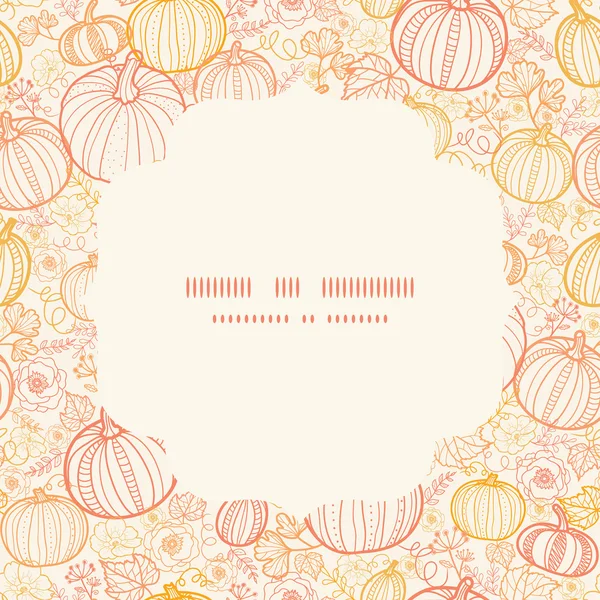 Vecteur thanksgiving ligne art pumkins cercle cadre sans couture motif arrière-plan — Image vectorielle