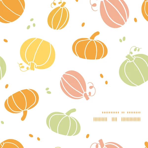 Vector thanksgiving colorful pumpkins silhouettes frame corner pattern background — Stock Vector