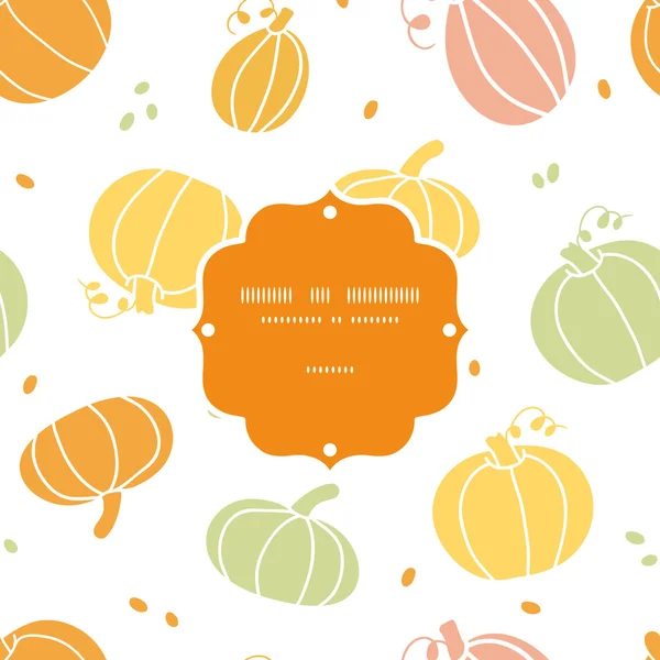 Vector thanksgiving colorful pumpkins silhouettes frame seamless pattern background — Stock Vector