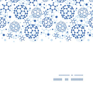 Vector mavi molekülleri yatay çerçeve Dikişsiz desen arka plan doku