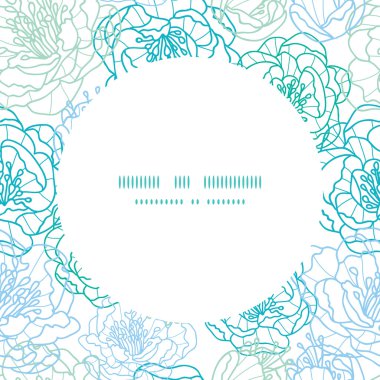Vektör mavi çizgi sanat çiçek çerçeve Dikişsiz desen arka plan daire
