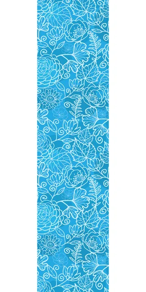 Vector azul campo floral textura borde vertical sin costuras patrón de fondo — Archivo Imágenes Vectoriales