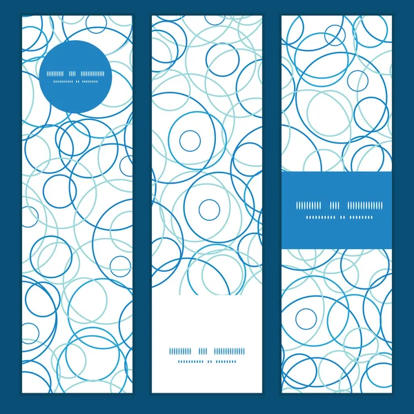 Vecteur abstrait cercles bleus bannières verticales mis fond de motif — Image vectorielle