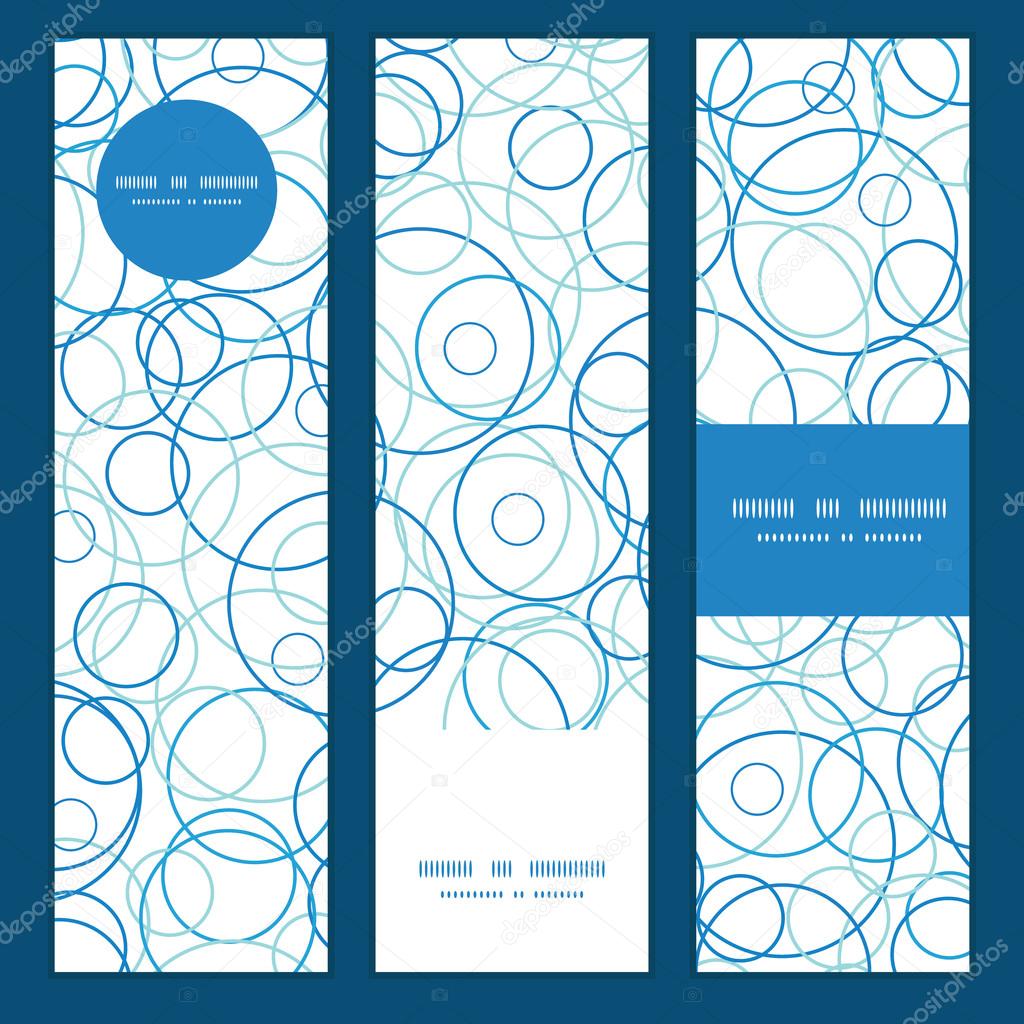Vector abstract blue circles vertical banners set pattern background