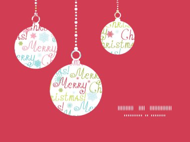 Vector merry christmas text holiday ornaments silhouettes pattern frame card template