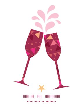 Vector christmas decorations flags toasting wine glasses silhouettes pattern frame vector Vector christmas decorations flags toasting wine glasses silhouettes pattern frame vector