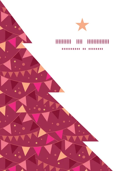 Vector decoraties vlaggen kerstboom silhouet patroon frame kaartsjabloon — Stockvector