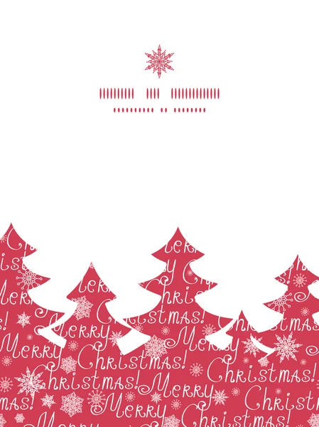 Vektör neşeli Noel metin çam ağacı siluet desen çerçeve kartı şablonu
