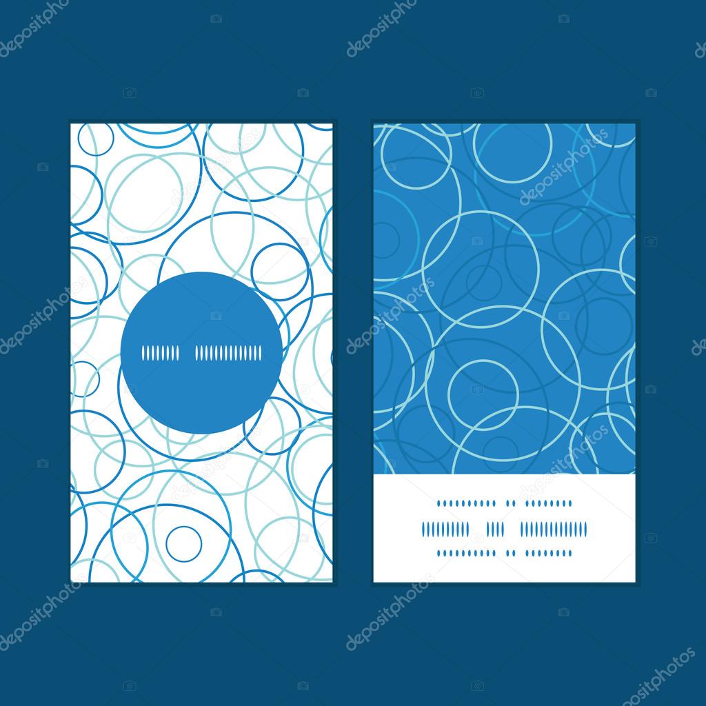 Vector abstract blue circles vertical round frame pattern business cards set