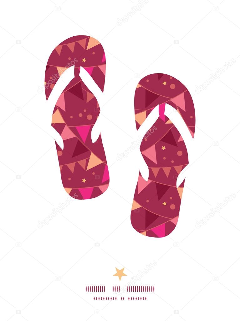 Vector christmas decorations flags flip flops silhouettes pattern frame