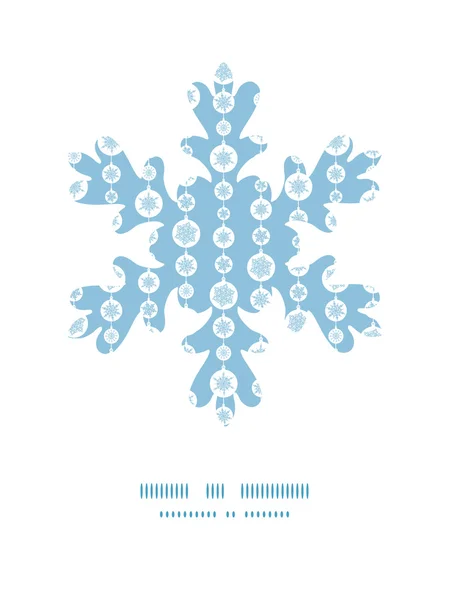 Vector azul y blanco copos de nieve rayas Navidad copo de nieve silueta patrón marco tarjeta plantilla — Archivo Imágenes Vectoriales