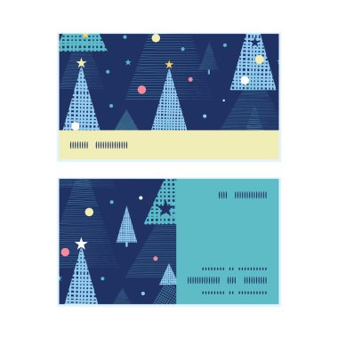 Vektör soyut tatil Noel ağaçları yatay çizgili çerçeve desen iş kartları ayarla