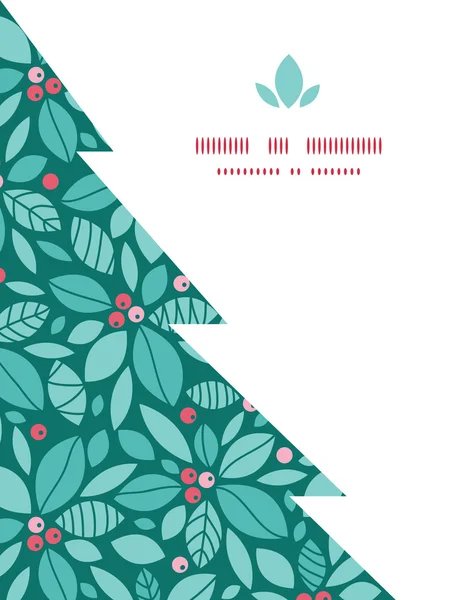 Vector navidad acebo bayas árbol de Navidad silueta patrón marco tarjeta plantilla — Vector de stock