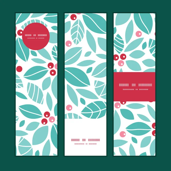 Vetor natal azevinho bagas vertical banners set padrão fundo — Vetor de Stock