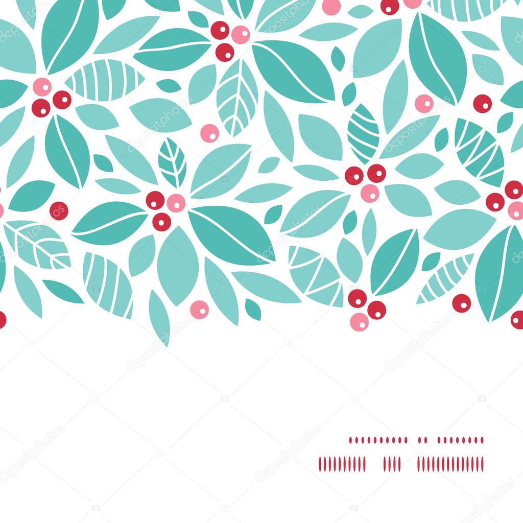 Vector christmas holly berries horizontal frame seamless pattern background