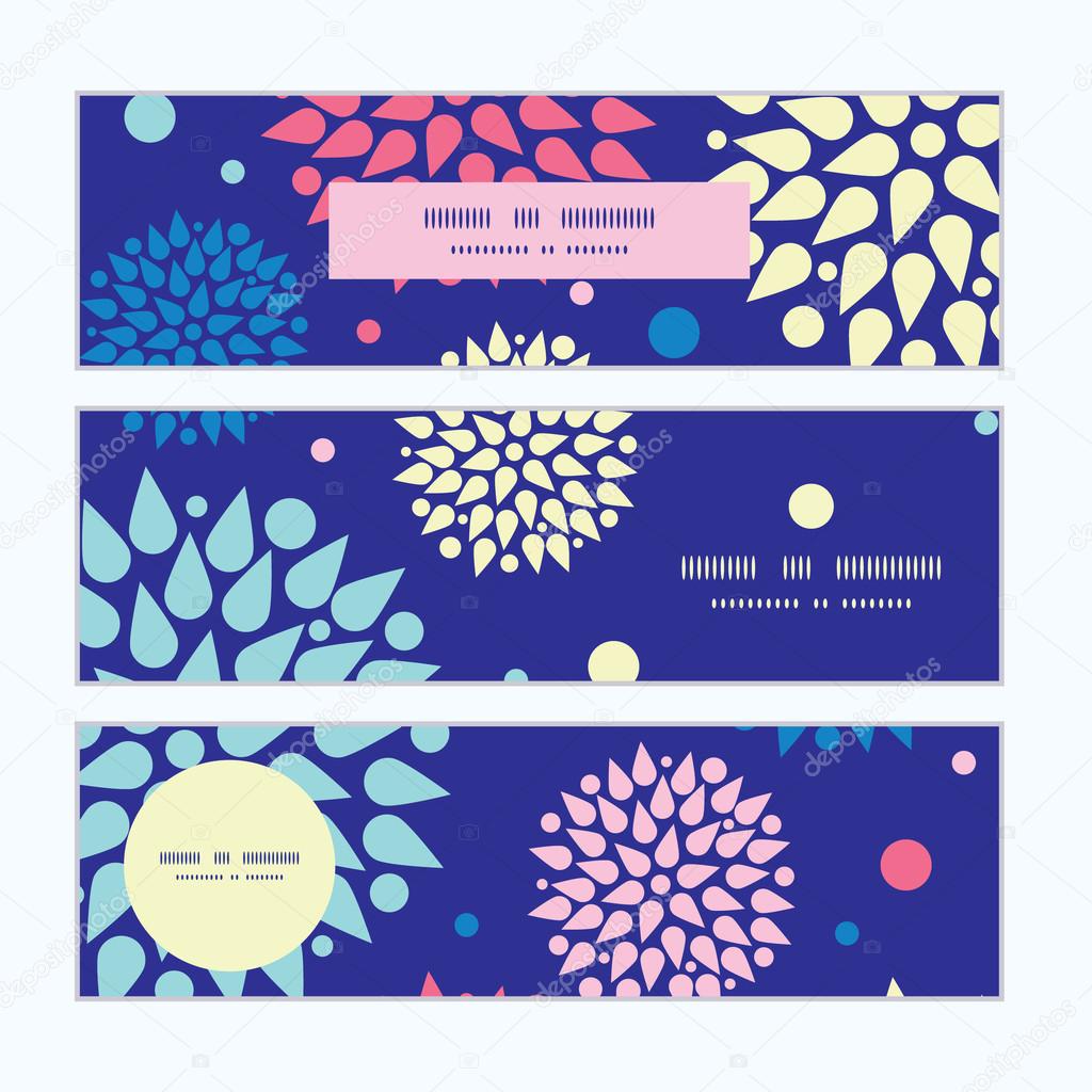 Vector colorful bursts horizontal banners set pattern background