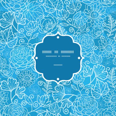 Vektör mavi alan çiçek doku çerçeve Dikişsiz desen arka plan