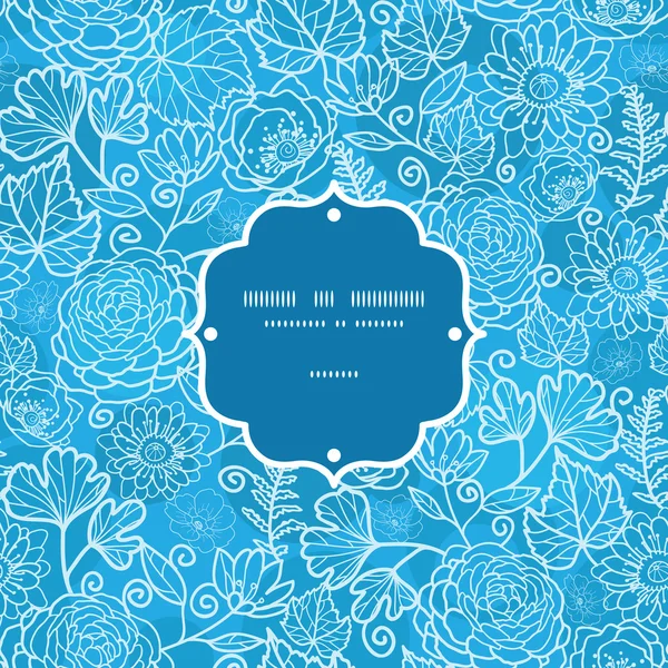 Vector azul campo floral textura marco sin costuras patrón fondo — Vector de stock