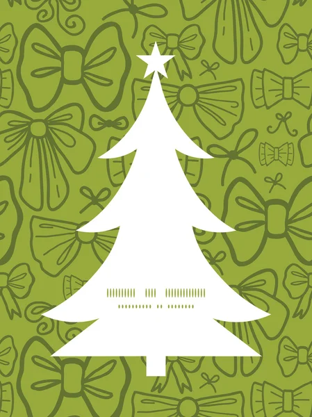 Noel ağacı siluet desen çerçeve kartı şablonu vektör yeşil yay — Stok Vektör