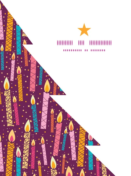 Vector colorido cumpleaños velas árbol de Navidad silueta patrón marco tarjeta plantilla — Archivo Imágenes Vectoriales