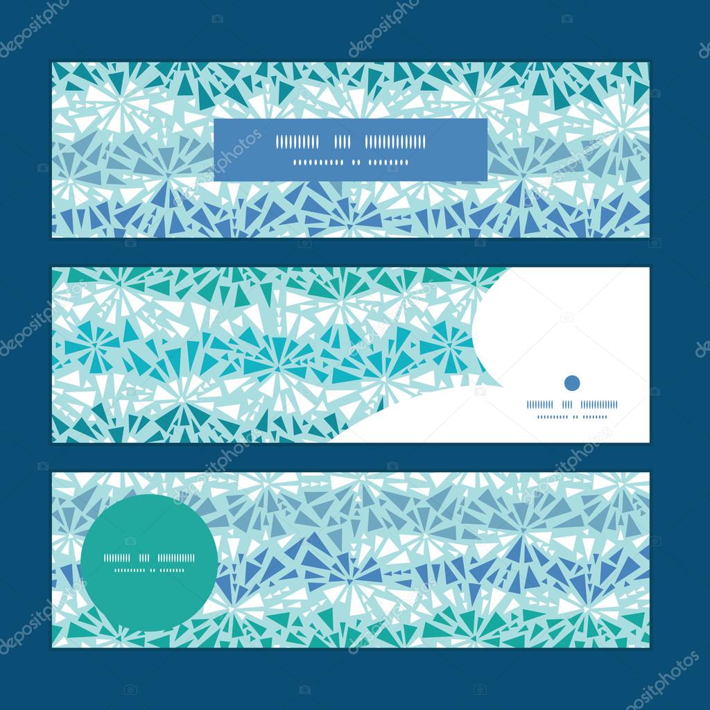 Vector abstract ice chrystals texture horizontal banners set pattern background