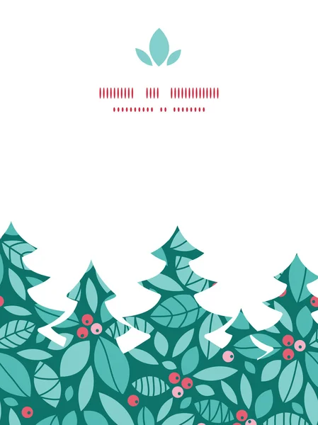 Vector navidad acebo bayas árbol de Navidad silueta patrón marco tarjeta plantilla — Vector de stock