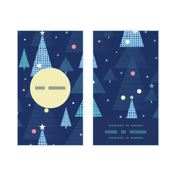 Árboles de navidad de vacaciones abstractos vectoriales marco redondo vertical juego de tarjetas de visita — Vector de stock