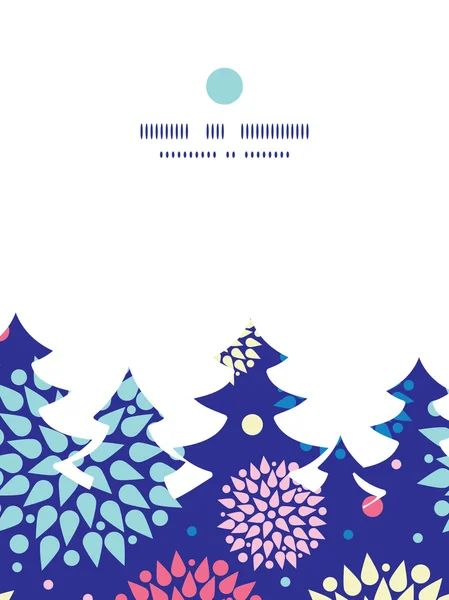 ベクトル カラフルなバースト クリスマス ツリー シルエット パターン フレーム カード テンプレート — ストックベクタ