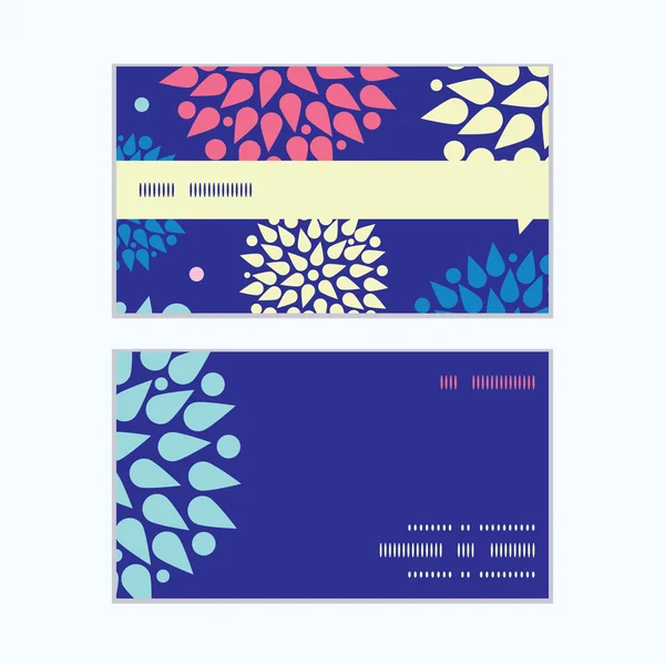 Vector colorful bursts horizontal stripe frame pattern business cards set — Stock Vector