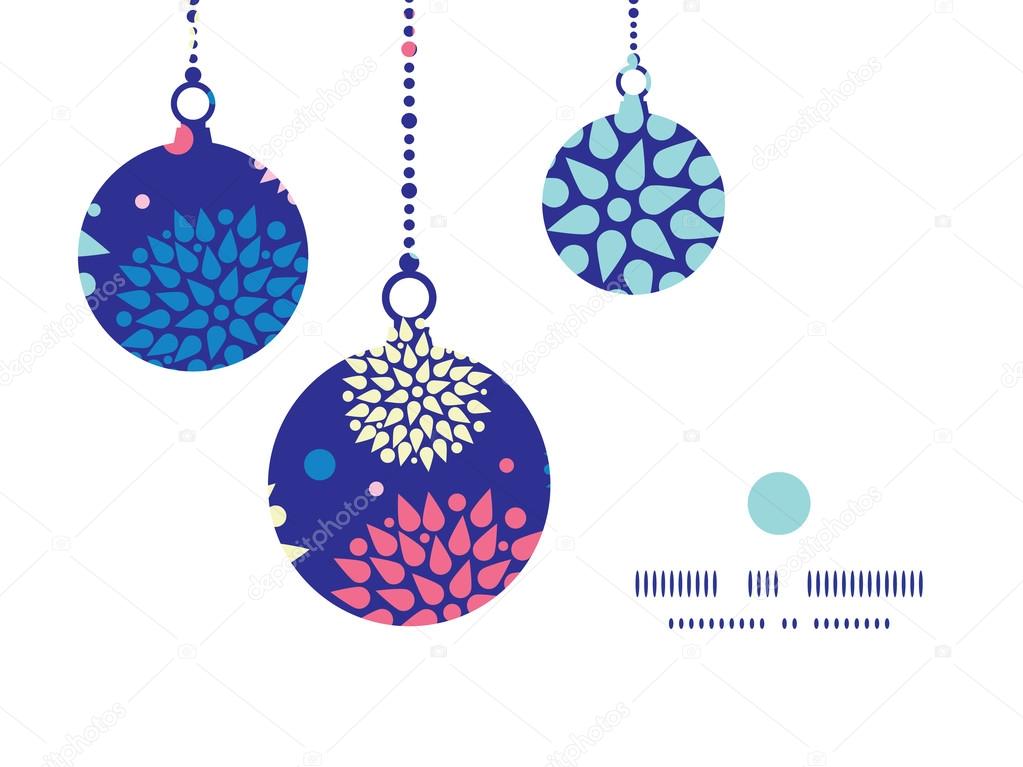 Vector colorful bursts Christmas ornaments silhouettes pattern frame card template