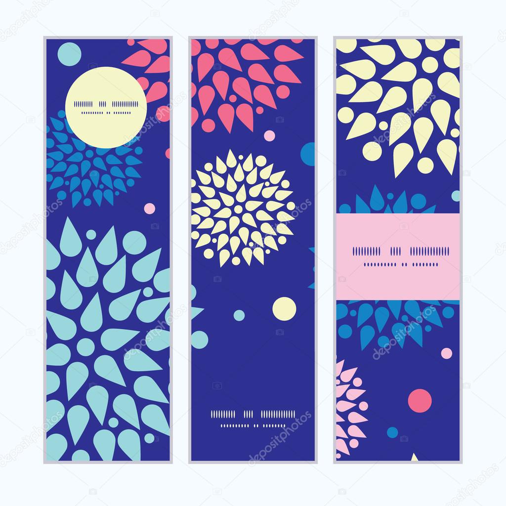 Vector colorful bursts vertical banners set pattern background