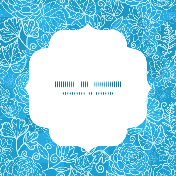 Vector azul campo floral textura círculo marco sin costuras patrón fondo — Vector de stock