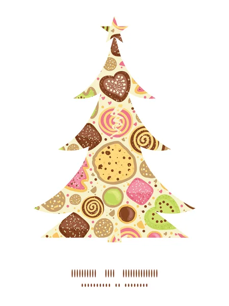 Векторные красочные печенье Рождественские елки силуэт шаблон рамки шаблон карточки — стоковый вектор