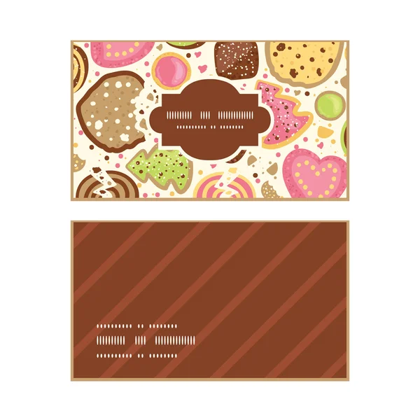 Vector colorido cookies marco horizontal patrón tarjetas de visita conjunto — Vector de stock