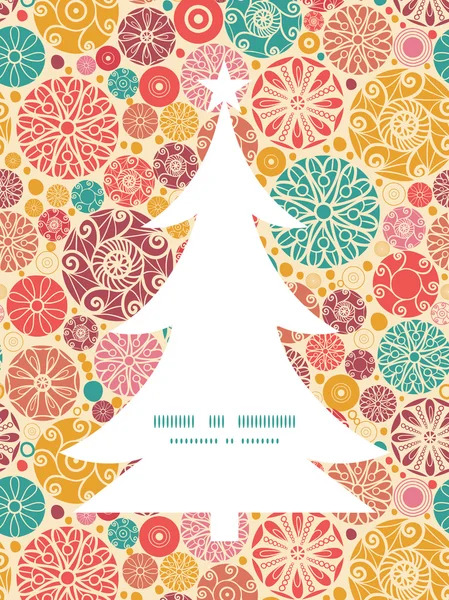 Vector círculos decorativos abstractos árbol de Navidad silueta patrón marco tarjeta plantilla — Archivo Imágenes Vectoriales