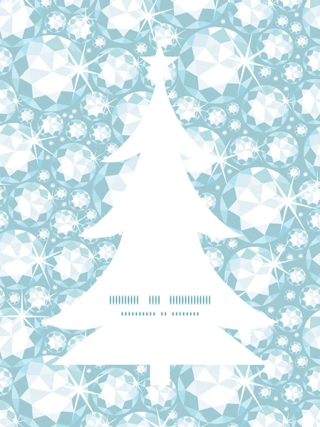 Vector glanzende diamanten kerstboom silhouet patroon frame kaartsjabloon — Stockvector