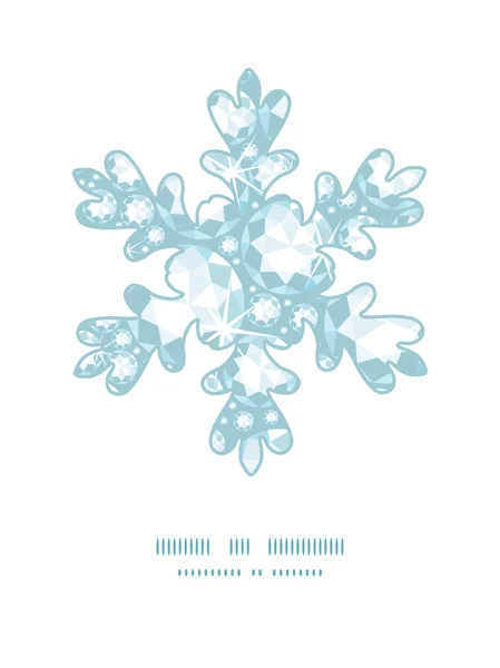 Vector shiny diamonds Christmas snowflake silhouette pattern frame card template — Stock Vector