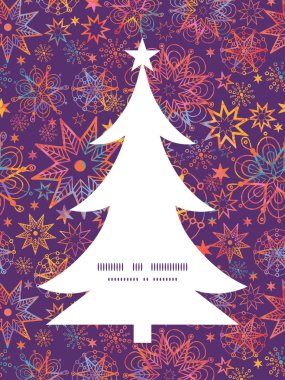 Vector textured christmas stars Christmas tree silhouette pattern frame card template clipart