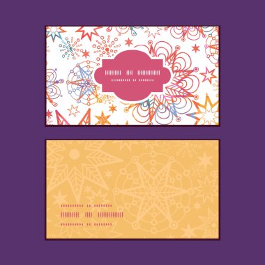 Vektör Noel dokulu yıldız yatay çerçeve desen kartvizit seti