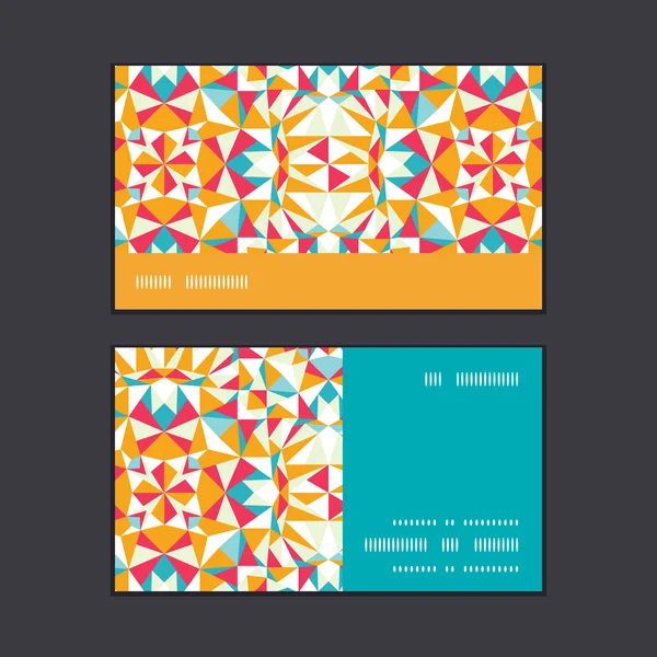 Vetor colorido triângulo textura horizontal listra quadro padrão cartões de visita conjunto — Vetor de Stock
