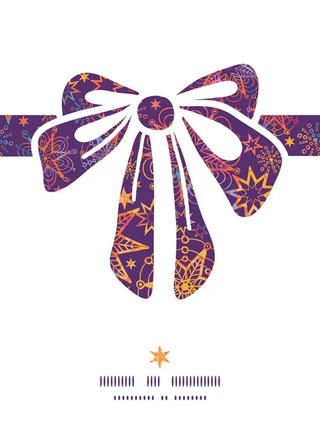 Vector textured christmas stars gift bow silhouette pattern frame — Stock Vector