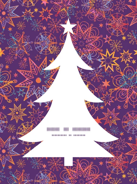 Vector getextureerde Kerstmis sterren kerstboom silhouet patroon frame kaartsjabloon — Stockvector