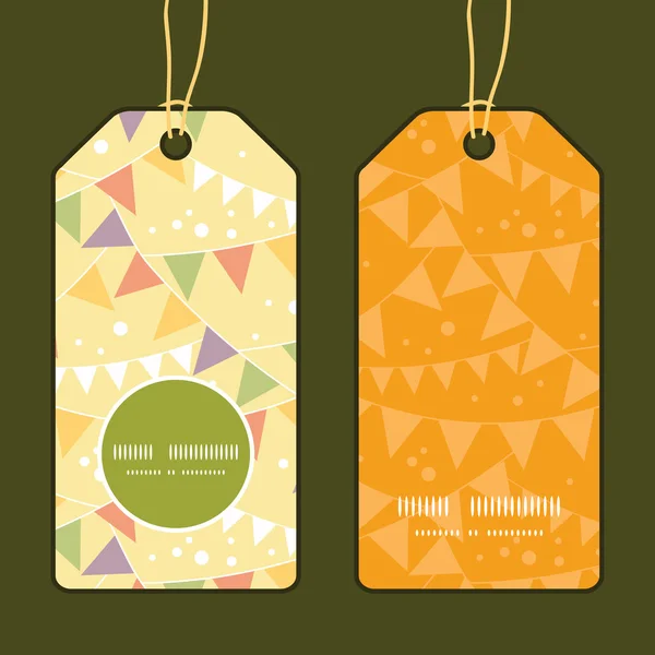 Vector party decorations bunting vertical round frame pattern tags set — Stock Vector