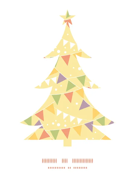 Vektor Partei Dekorationen Bunting Weihnachtsbaum Silhouette Muster Rahmen Karte Vorlage — Stockvektor