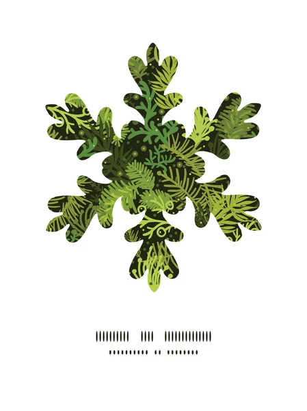 Vector árbol de Navidad de hoja perenne patrón de silueta de copo de nieve de Navidad plantilla de tarjeta de marco — Archivo Imágenes Vectoriales